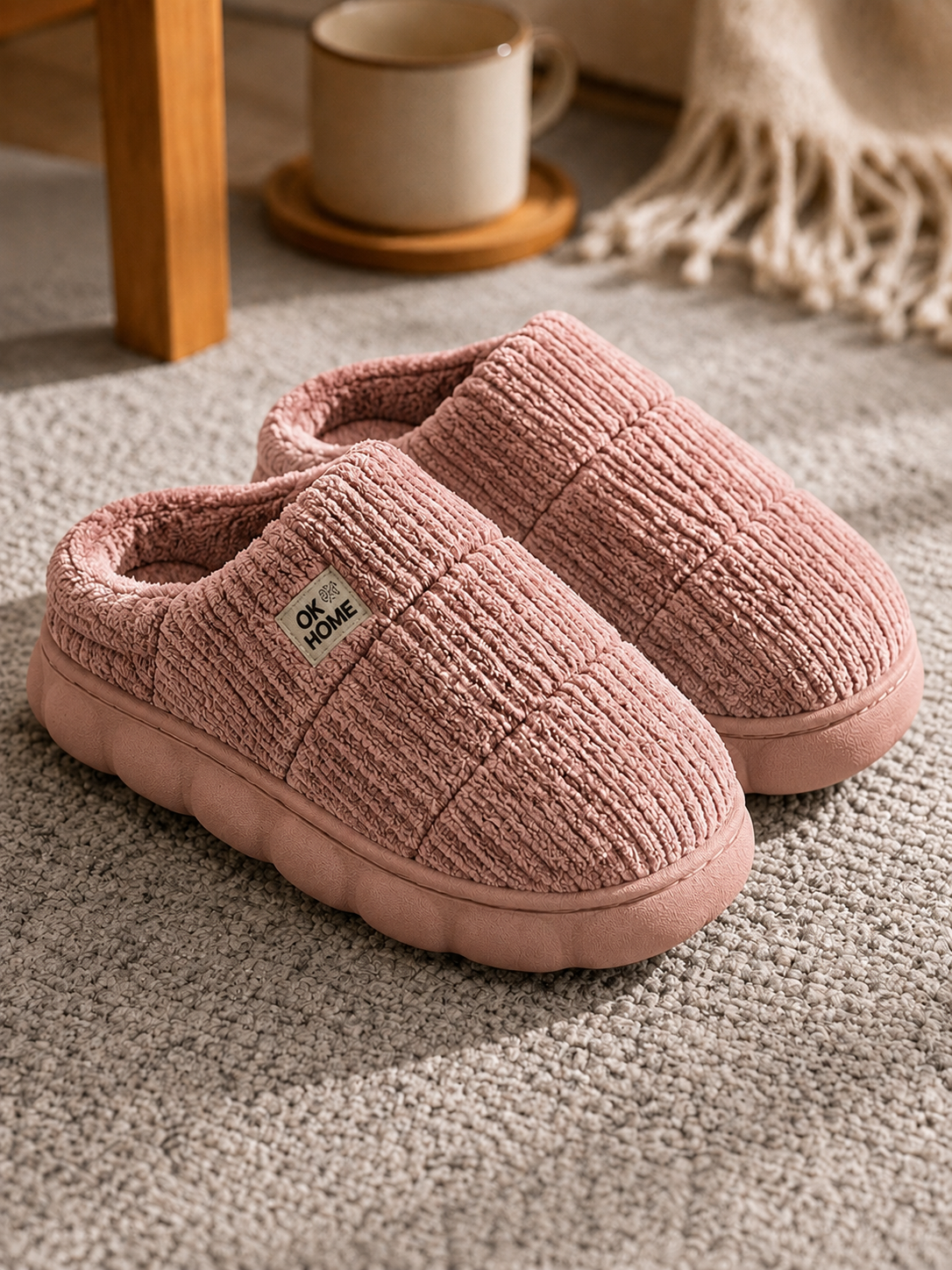 Pantuflas Peluditas — Suela y detalle